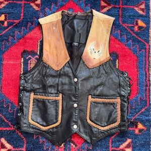 Vintage Eagle Leather Biker Western Vest
